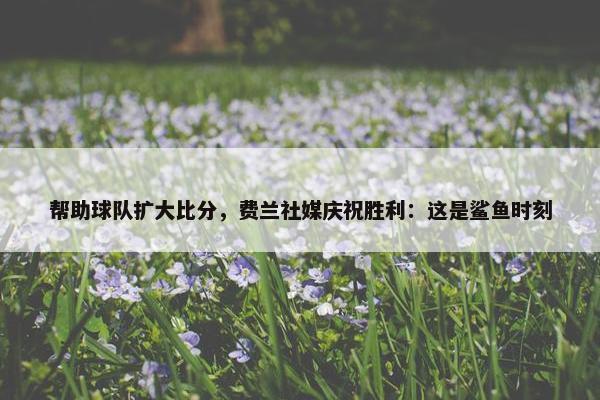 帮助球队扩大比分，费兰社媒庆祝胜利：这是鲨鱼时刻