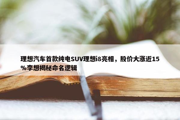 理想汽车首款纯电SUV理想i8亮相，股价大涨近15%李想揭秘命名逻辑