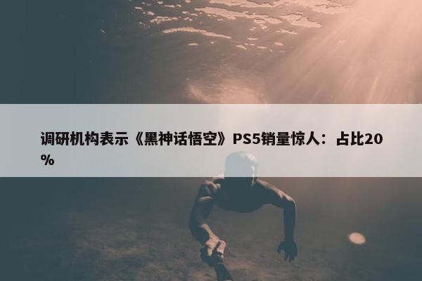 调研机构表示《黑神话悟空》PS5销量惊人：占比20%