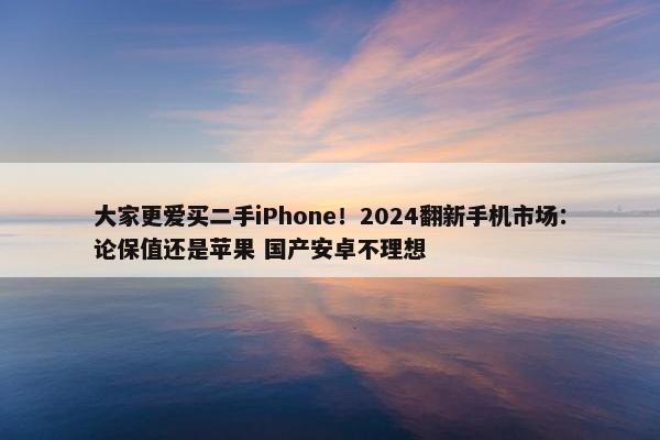 大家更爱买二手iPhone！2024翻新手机市场：论保值还是苹果 国产安卓不理想