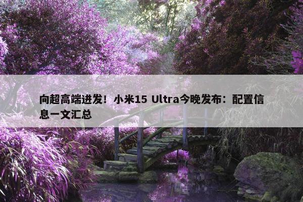 向超高端进发！小米15 Ultra今晚发布：配置信息一文汇总