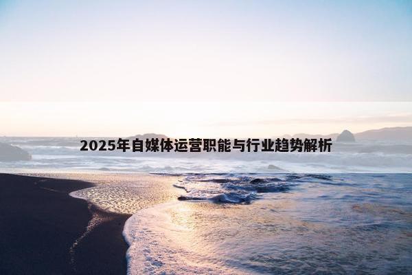 2025年自媒体运营职能与行业趋势解析