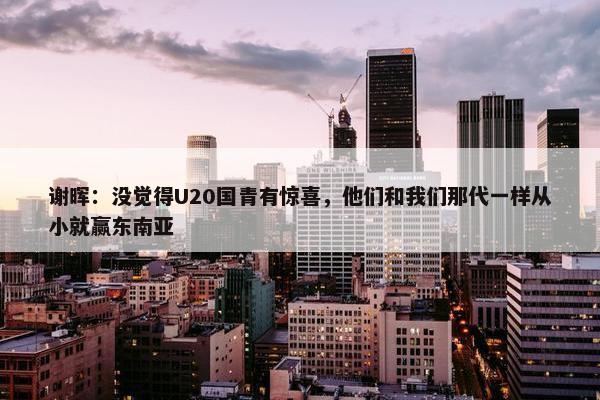 谢晖：没觉得U20国青有惊喜，他们和我们那代一样从小就赢东南亚