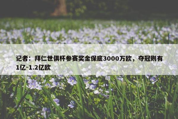 记者：拜仁世俱杯参赛奖金保底3000万欧，夺冠则有1亿-1.2亿欧