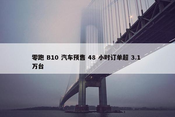 零跑 B10 汽车预售 48 小时订单超 3.1 万台