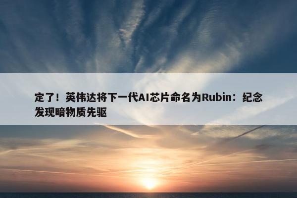 定了！英伟达将下一代AI芯片命名为Rubin：纪念发现暗物质先驱