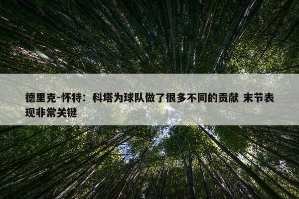 德里克-怀特：科塔为球队做了很多不同的贡献 末节表现非常关键